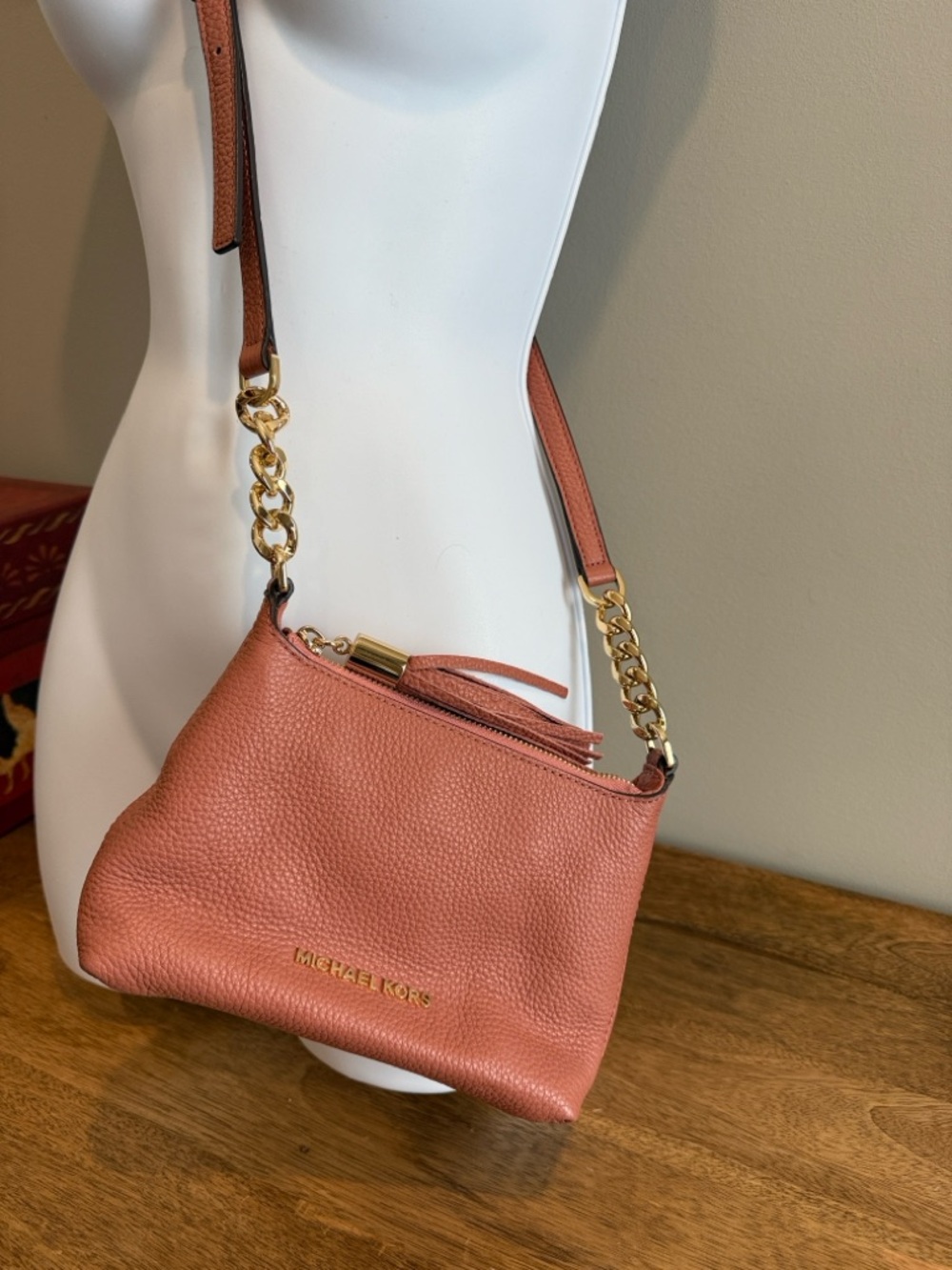 Michael Kors Pebbled Leather Crossbody in Coral